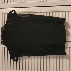 Black plisse/pleated mock neck tank top